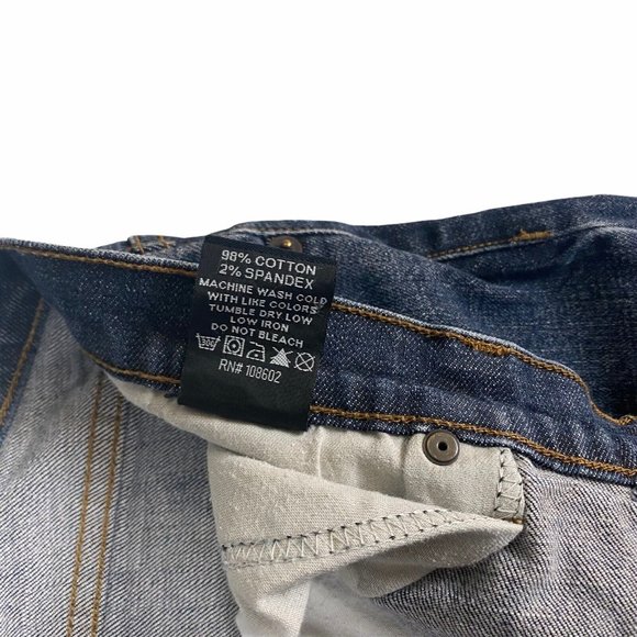 Active Denim Jeans 38x32 Button Fly Dark Wash Blue Faded Slim Straight Casual - Picture 6 of 11